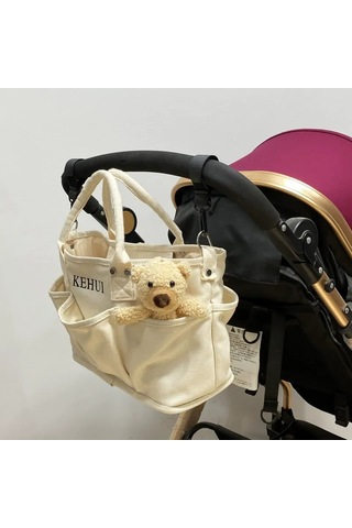 Vkemall Mama Çanta Bej Oxford Kumaş: Termal Isı Saklama, Çoklu Bölmeli, Stroller Uyumlu, Kol/omuz/çapraz Taşıma Seçenekli Bej