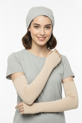 Sonbaharmoda Parmak Geçmeli Penye Esnek Likralı Kolluk 1 Çift Siyah Unisex Bej