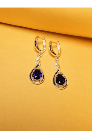 Brezza Lusso Jewelry 925 Ayar Su Damlası Safir Zirkon Taşlı Gümüş Küpe