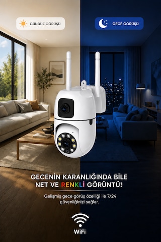 2 Kameralı Wifili Adaptörlü Gece Görüşlü Karşılıklı Konuşma Özellikli Güvenlik Kamerası