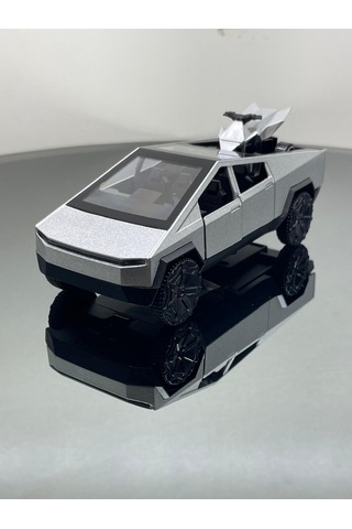 Tesla Cyber Truck 1:32 Ölçek Metal Çek Bırak 12 Cm Oyuncak Araba - Gri