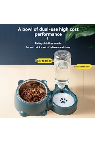 Hightower Gri Otomatik Kedi Köpek Mama Ve Su Kabı Paslanmaz Çelik Kaymaz Tasarım