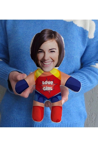Bk Gift Hediye Kutusunda Kişiye Özel Fotoğraflı Kadın Süper Kahraman Bebek Yastık-3, Arkadaşa Hediye, Sevgiliye Hediye, Doğum Günü Hediyesi