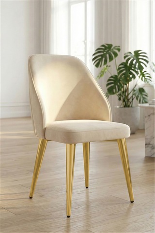 Sanderya Node Serisi Gold Ayaklı Ceviz 85x170 Mutfak Salon Masa Takımı 6 Sandalye Ceviz - Krem
