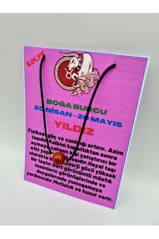 Sertifikalı Boğa Burcu Yıldız Taşı Doğal Taş Kolye Çok REnkli