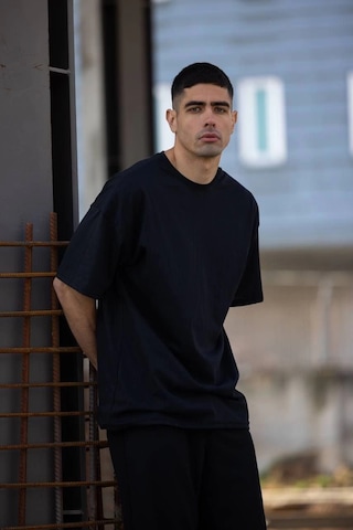 Barlashive Erkek Düz T-shirt Kısa Kol Bisiklet Yaka Regular Fit Rahat Kalıp Günlük Tişört - Siyah Çok Renkli