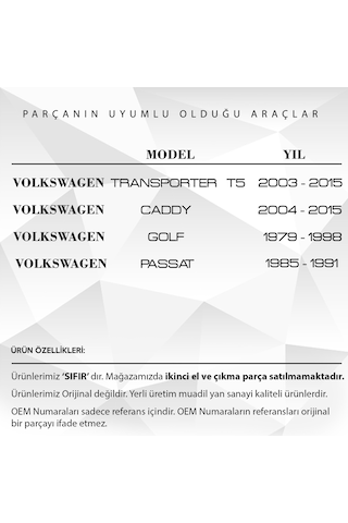 Volkswagen Golf, Caddy, Passat, Transporter T5 İçin Sürgülü Kapı Kilit Plastiği