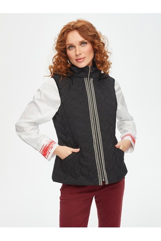 Zincir Şerit Detaylı Kapüşonlu Kapitone Yelek 69449 U6944910 Siyah