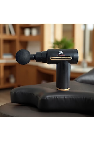 Yues Profesyonel Şarjlı Masaj Tabancası 6 Hız, 4 Başlık Siyah