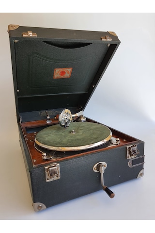 Polyphon Musik Antika Çanta Gramofon 079 Hafif Hasarlı