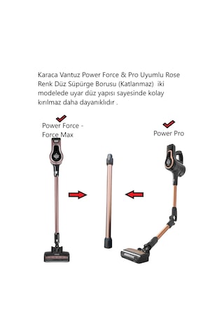 Karaca Vantuz Power Force & Pro Uyumlu Rose Renk Düz Süpürge Boru
