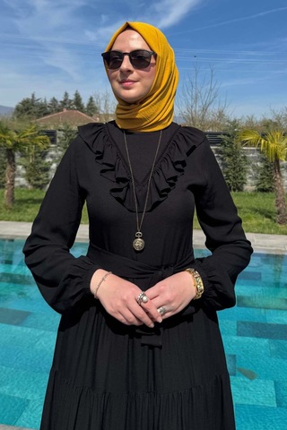 Rabia Şamlı Jale Elbise Siyah Normal