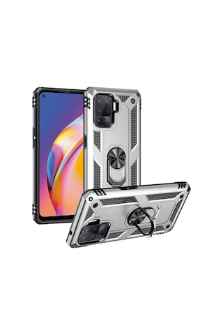 Oppo Reno 5 Lite Kılıf Zore Vega Yüzüklü Standlı Zırh Kılıf