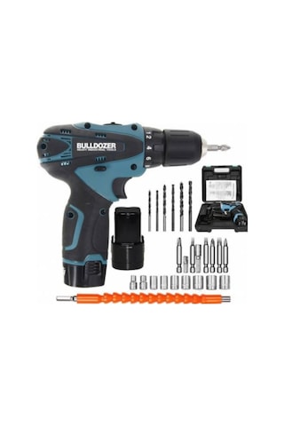 Bulldozer 20 V 3 Ah Li-ion Çift Akülü Şarjlı Matkap Vidalama + 24 Parça Uç Setli