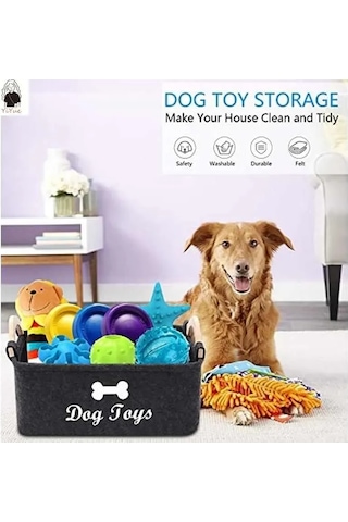 Mufunye Evcil Hayvan Oyuncak Saklama Kare Sepeti, Keçe Malzeme Ve Yüksek Kapasite