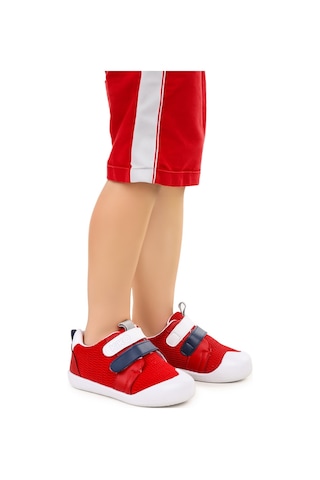 Kiko Kids Textile Cırtlı Erkek Bebek Spor Ayakkabı Kırmızı