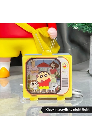 Reedark Shin-chan Akrilik Gece Lambası - Tv Desenli, Sarı Işık, Hediye Çantası İle - Öğrenci Odası Dekoru, Kado Hediyesi Diğer