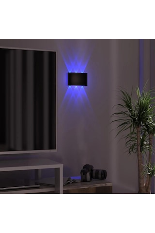 Çıft Yönlü 3lü Duvar Aplık Dekoratıf Dış Mekan Mavı Led Aydınlatma