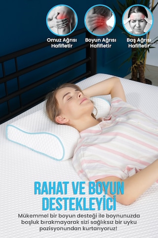 Viscofoam Küçük Boyun Destekli Ortopedik Yastık Visco Yastık 46x30x10-8cm
