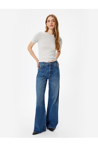 Koton Dokulu Kısa Kollu Tişört Bisiklet Yaka Slim Fit Gümüş 5wak50016uk Gümüş