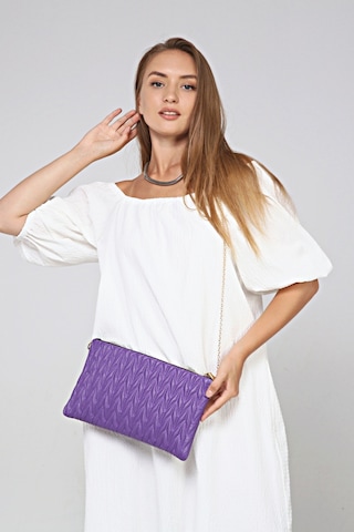 Morpelikan Mor Zikzak Clutch Kadın Portöy Çanta Mor
