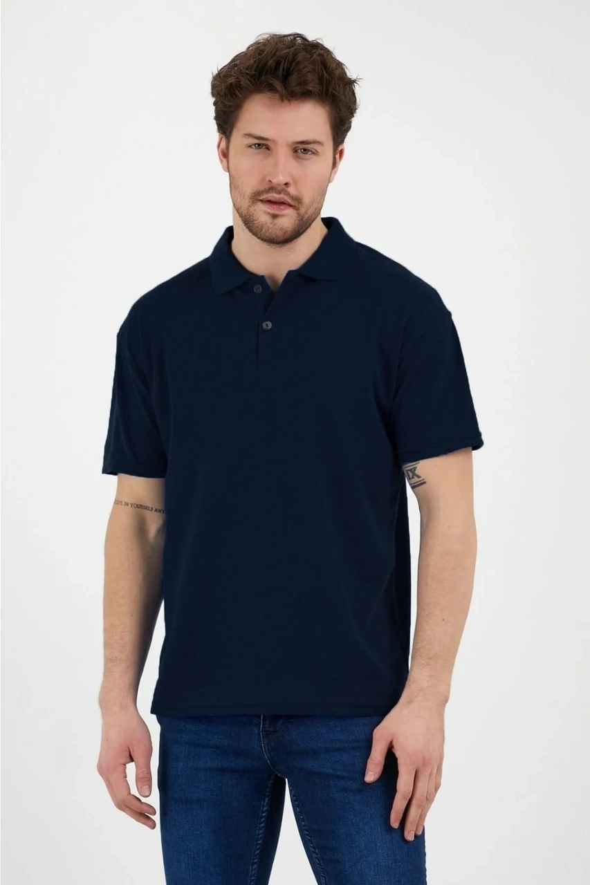 Veaven Lacivert %100 Pamuk Slim Fit Polo Yaka T-shirt Lacivert