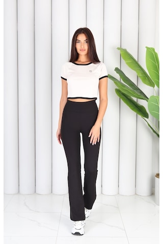 Soft&Basic Regular Fit Crop Basic Kadın T-shirt Bej