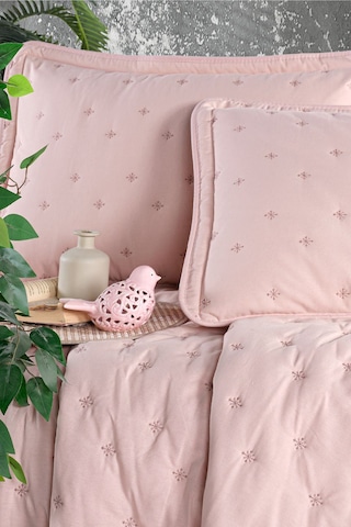 Clasy Aspendos Pudra Çift Kişilik Microfiber Yatak Örtüsü Pudra