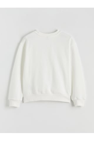 LC Waikiki Lcw Kids Ekru Yılbaşı Temalı Kız Çocuk Kalın Sweatshirt Ecru