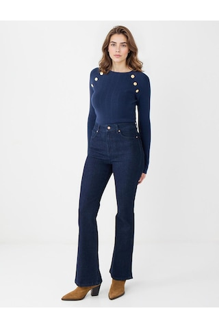 Jimmy Key Mid Rodeo Yüksek Bel Bol Paça Uzun Denim Pantolon 5ww185607986