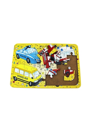 Ahşap Taşıtlar Puzzle - Bebekleri İçin Puzzle - Ahşap Yapboz Oyuncak - Oyuncak Yap-boz - 24 Parça Pu 1 Adet