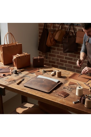 Luqa Leather Vintage Hakiki Deri Laptop Çantası 14 İnç Uyumlu El Yapımı Macbook Kılıfı Açık Kahve