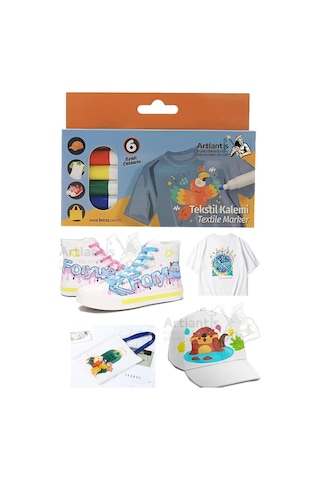 Kumaş Kalemi 6 Renk Tekstil Markör Kalemi 1 Paket Kalıcı Tişört Ayakkabı Giysi Bez Çanta Keçeli Boyama Kalemi Çok Renkli