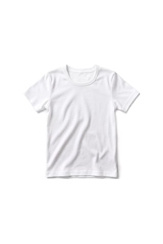 Öts Erkek Çocuk %100 Pamuk T-shirt Ribana Açık Yaka Özel Tasarım 7009 Beyaz