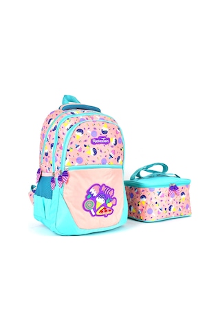 Elatae Ortopedik Çok Gözlü İlkokul Sırt Çantası Ve Beslenme Çantası Seti Dondurma Desenli 1350