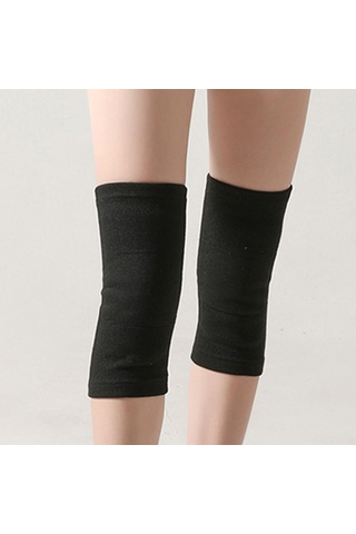 Vkemall Unisex Knee Pads For Winter: Thick Fleece Lined, Warm, Knee Support, Elastic & Comfortable For Sports, Running - Black, One Size Siyah