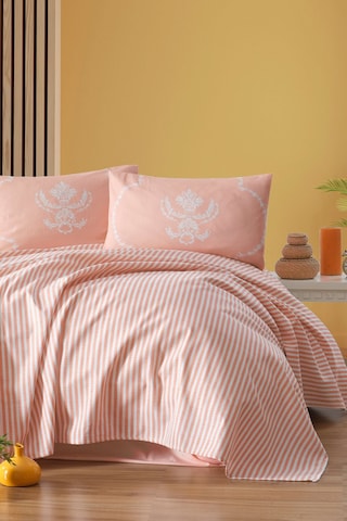 Enlora Home Baskılı Pike Takımı Çift Kişilik Pure Kombin Pudra