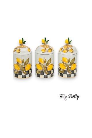 Miss Betty Linda Büyük Porselen Baharat Takımı 3'lü Sarı