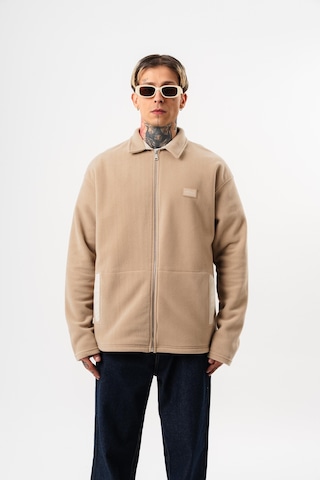 Respire Erkek Zip Oversize Polar Ceket Bej
