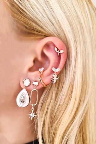 MorMajor Silver Tekli Sedef Taşlı Damla Gümüş Küpe-6537