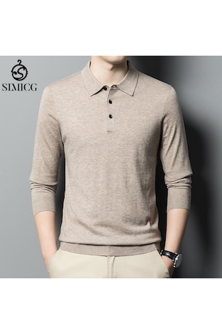 Yeni Erkek Düz İnce Yün Kazak Deve Tüyü Deve Tüyü