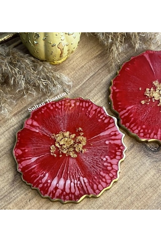 Tekli Epoksi Bardak Altlığı - 112 Kırmızı