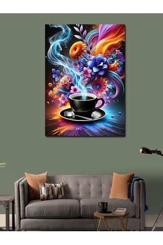 Kanvas Tablo Renkli Kahve Keyfi 70cmx100cm