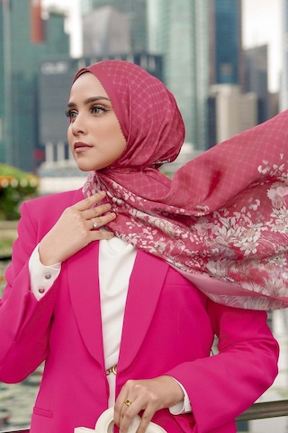 Buttonscarves Singapore Saten Şal - Tropical Kırmızı