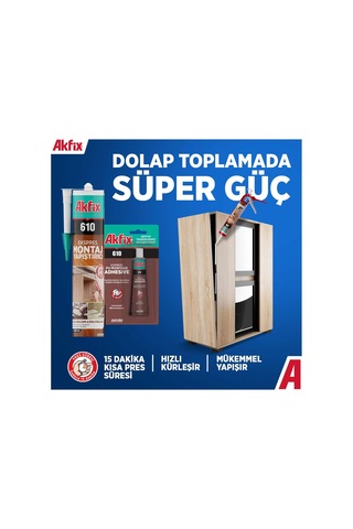 Akfix 610 Express Pu Montaj Yapıştırıcı, Şeffaf, Poliüretan, Hızlı Kuruma, Çok Amaçlı, Güçlü Yapışma, 15 Dakika Pres Süresi