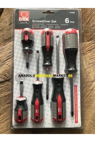 Dbk Crv Çelik Yıldız Uçlu Tornavida Düz Uçlu Tornavida Seti 6Pcs