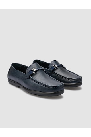Cabani Atina %100 Hakiki Deri Lacivert Toka Detaylı Erkek Loafer