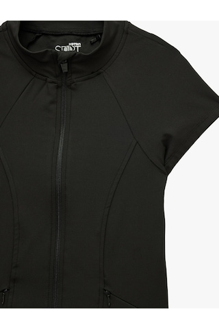 Koton Fermuarlı Dikiş Detaylı Slim Fit Dik Yaka Spor Yelek Siyah 6sak10284nk
