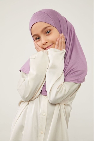 Melodi Scarf Tesettür Çocuk Namaz Bonesi Eşarbı Şalı Hijabı Mor Mor