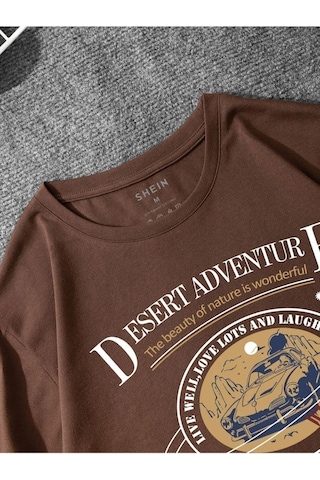 Altamira Unisex Kahve Desert Adventure Baskılı Oversize T-shirt 001